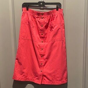 Eddie Bauer Pink A Line Skirt M Button Front
